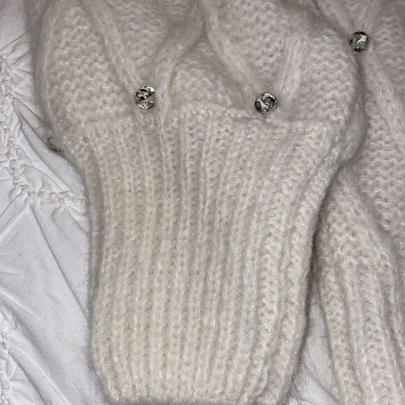 NWT 478.00- ELEVEN SIX ZARIA SWEATER IVORY W/BEADS XS/S OVERSIZED CROP HAND KNIT - Picture 12 of 13